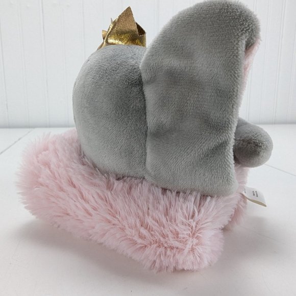 Lila & Jack Gray Elephant with Gold Crown Pink Security Blanket Baby Lovey AT615 - Picture 9 of 9